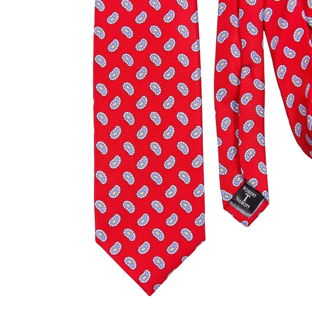 Robert Talbott Mens Red‎ Paisley Neck Tie 100% Silk USA EUC - Picture 3 of 8